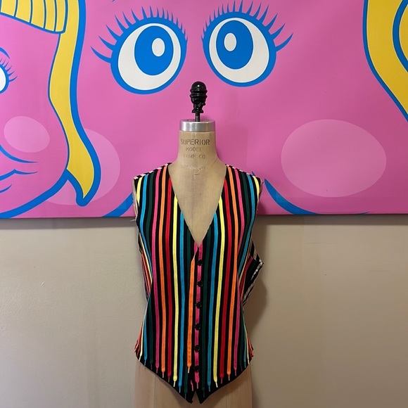 Moschino Cheap Chic Men's Rainbow Striped Shoe String Vest